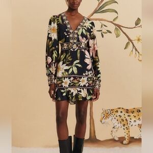 Farm Rio NWT Floral Belted Dress with Pink and Green Accents